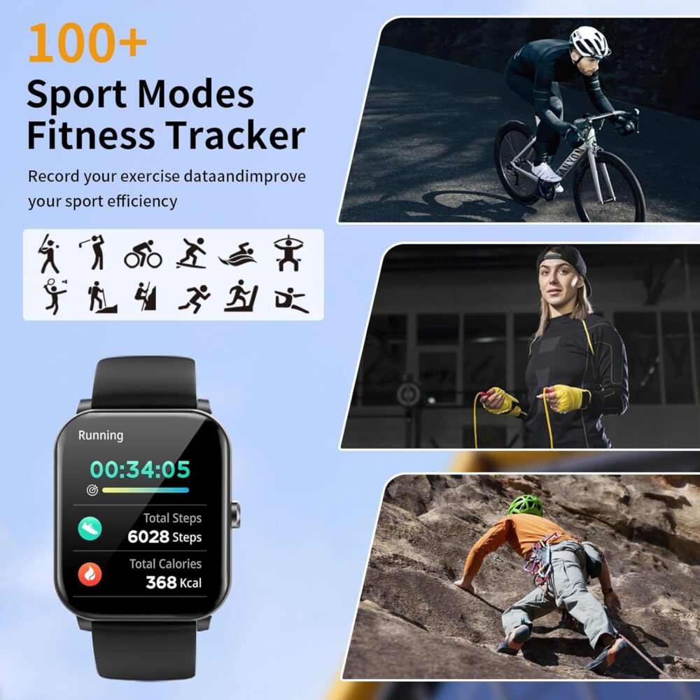 Smart Watch, Smartwatches for Men Women, 1.85" HD Fitness Tracker (Answer/Make Calls), 120+ Sport Modes, Heart Rate/Sleep Monitor, IP68 Waterproof Fitness Watch, Smartwatch for Android iOS - Image 5