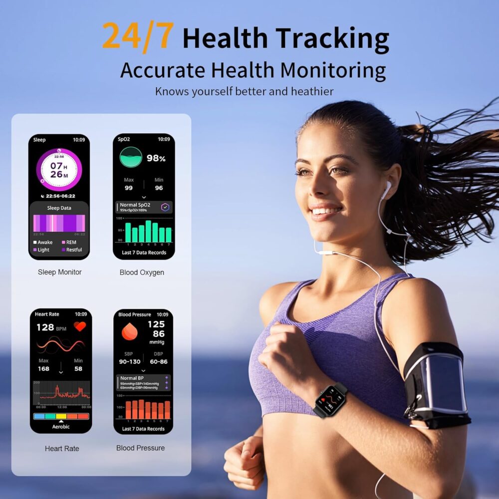 Smart Watch, Smartwatches for Men Women, 1.85" HD Fitness Tracker (Answer/Make Calls), 120+ Sport Modes, Heart Rate/Sleep Monitor, IP68 Waterproof Fitness Watch, Smartwatch for Android iOS - Image 6
