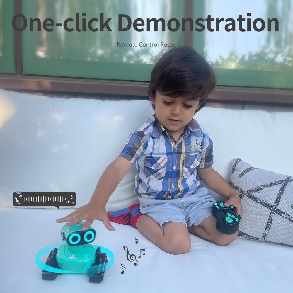 GILOBABY Robot Toys, Remote Control Robot Toy, RC Robots for Kids with LED Eyes, Flexible Head & Arms, Dance Moves and Music, Birthday Gifts for Boys Ages 3+ Years (Blue) - Image 3