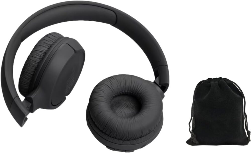 JBL Tune 525BT Wireless Over-Ear Headphones – Experience Deep Bass and Seamless Connectivity - 57H Battery Life - Speed Charge - Bluetooth 5.3 - Includes Storage Pouch, Black, Tune525BT-Pouch - Image 4
