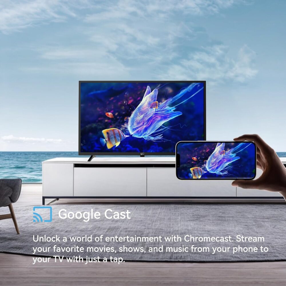 FPD 32 Inch Smart TV 720p HD Flat Screen Television (P-Series) with Google Play, Small LED Tvs for Living Room, Google Cast Built-in, Thin Streaming Live Android TV with WiFi, Bluetooth (2025 Model) - Image 6