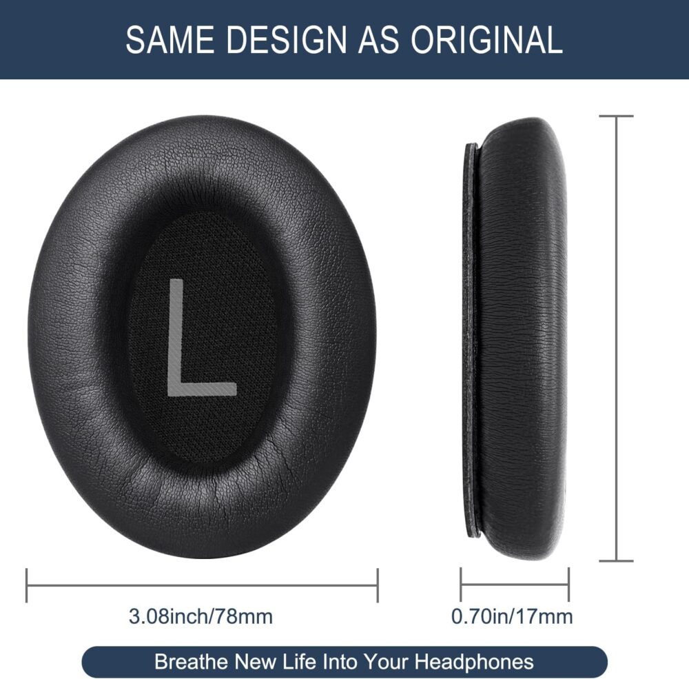 Ear Pads Replacement for Bose QuietComfort 45 (QC45) - GEVO Earpad Cushions for QuietComfort SE (QC SE) Wireless Over-Ear Headphones with Premium Protein Leather Noise Isolation Memory Foam (Black) - Image 8