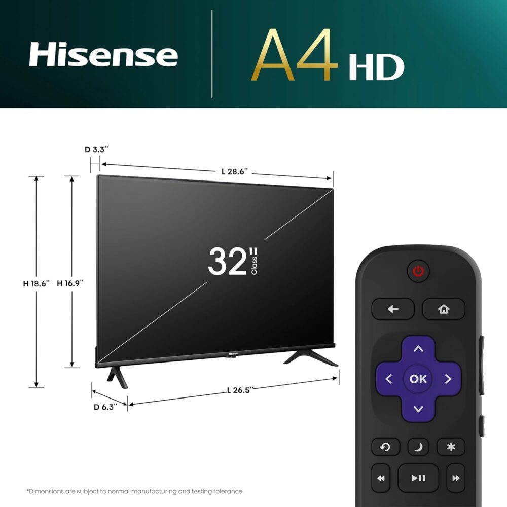 Hisense 32-Inch Class A4 Series HD 720p Smart Roku TV with Alexa Compatibility (32A4HNR) - Dolby Audio, Slim Bezel Design, Google Assistant - Image 4