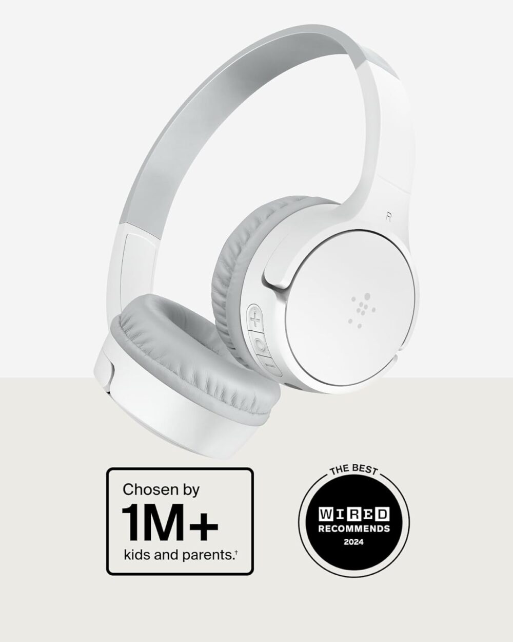 Belkin SoundForm Mini Kids Wireless Headphones w/Built-in Microphone, 30H of Playback Time, Fun Stickers, & Case - Over-Ear Headsets for Online Learning, School, iPhone, iPad, Galaxy, & More - White - Image 3