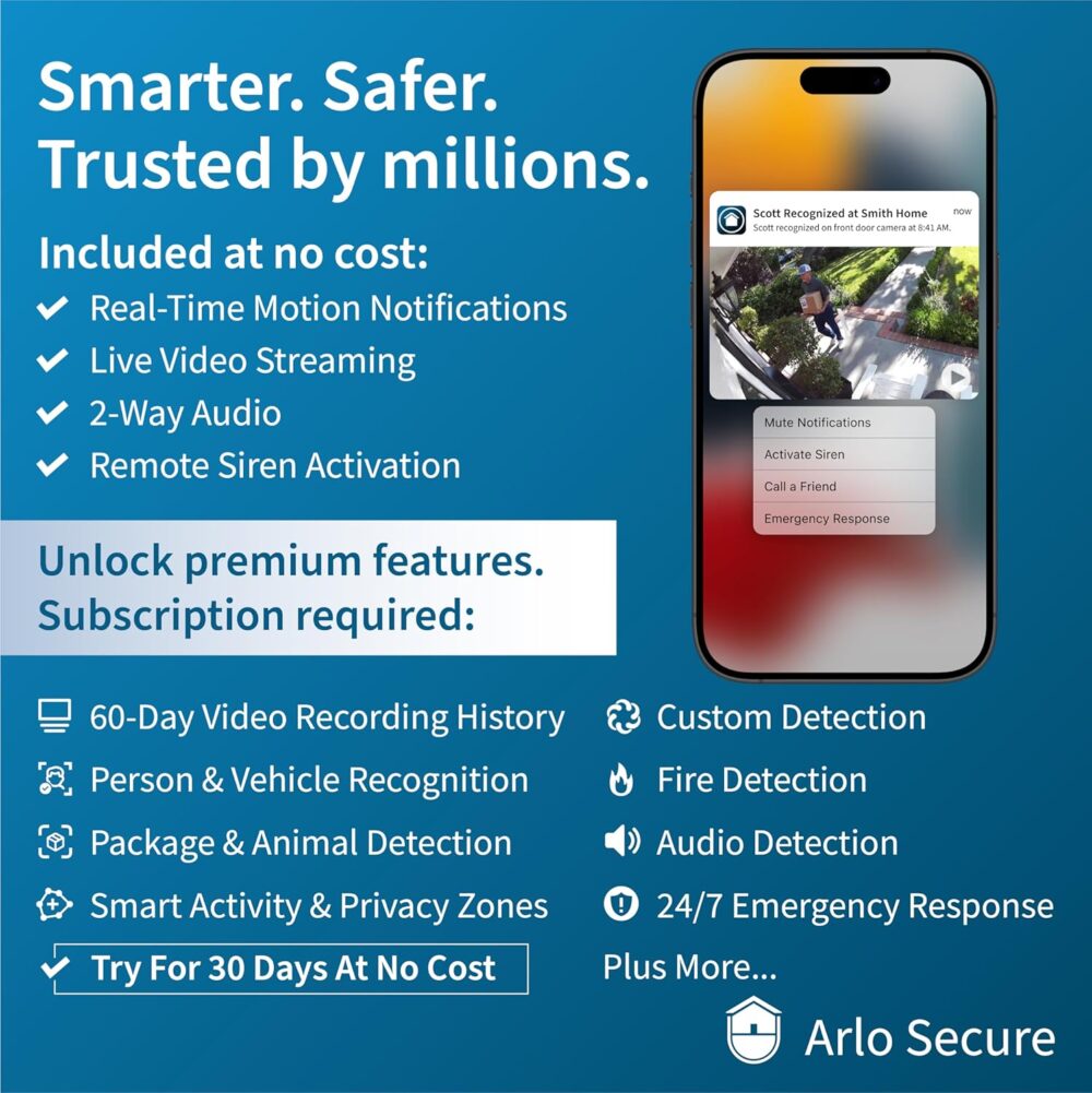 Arlo Essential Security Camera 2K | Outdoor-Indoor | 2nd Gen | Wireless with Spotlight, 2-Way Audio, Color Night Vision, Live Stream, Motion Activation, Real Time Notifications - White, 2 Camera - Image 6