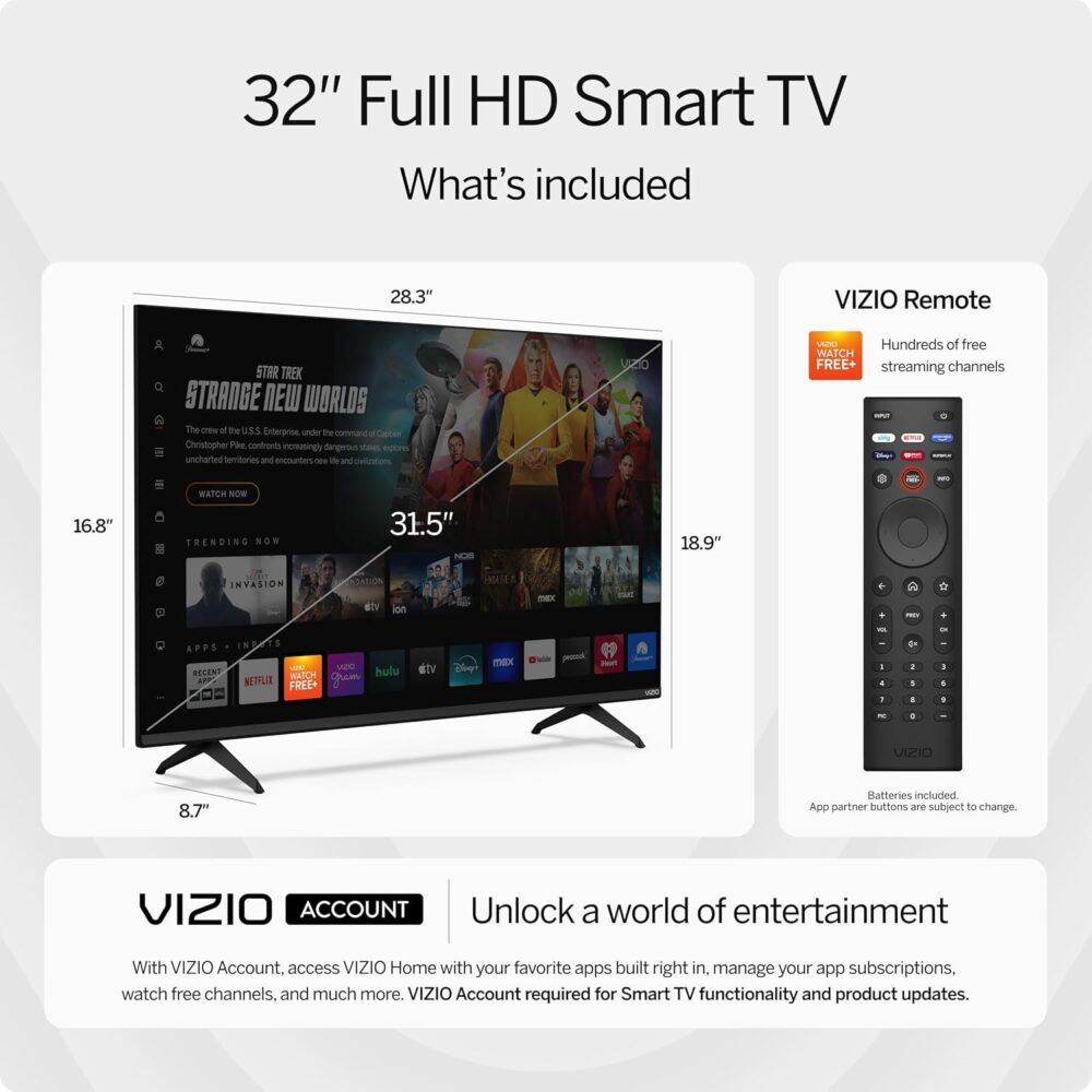 VIZIO 32-inch Full HD 1080p Smart TV with DTS Virtual: X, Alexa Compatibility, Google Cast Built-in, Bluetooth Headphone Capable, (VFD32M-08 New) - Image 5