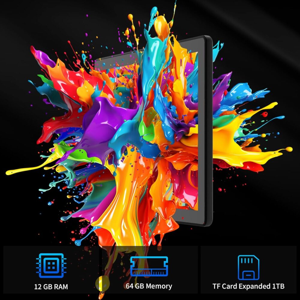 Latest 2025 Upgraded Android Tablet 10.1 Inch with IPS HD Touch Screen, Dual Camera, 64GB Storage 1TB Expansion, 8 in 1 Tablets Kit with Keyboard, Protective Case, Mouse, Stylus, BT 5.4, WiFi 6 - Image 4