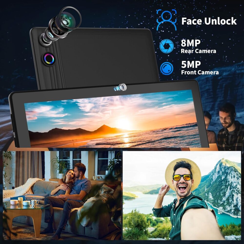 Latest 2025 Upgraded Android Tablet 10.1 Inch with IPS HD Touch Screen, Dual Camera, 64GB Storage 1TB Expansion, 8 in 1 Tablets Kit with Keyboard, Protective Case, Mouse, Stylus, BT 5.4, WiFi 6 - Image 7