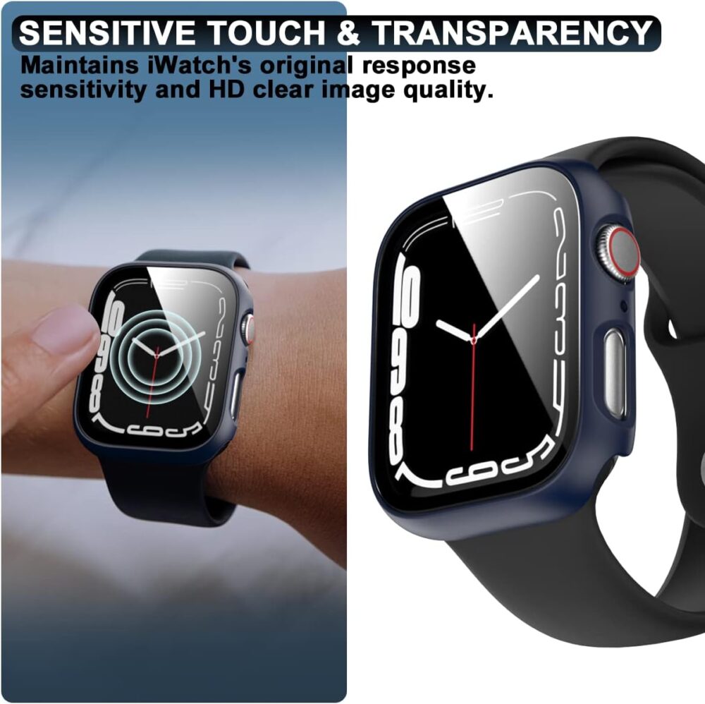 6 Pack Hard PC Case with Tempered Glass Screen Protector for Apple Watch 44mm SE(2022) Series 6/SE/5/4, Rontion Ultra-Thin Scratch Resistant Full Protective Bumper Cover for iWatch 44mm Accessories - Image 4