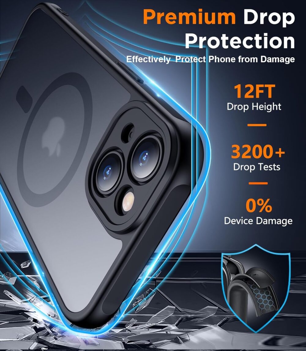 SPIDERCASE Designed for iPhone 15 Case, Magnetic with [2 Tempered Glass Screen Protector] [Full Camera Protection] Anti-Scratched Slim Phone Case for iPhone 15 6.1”, Black - Image 4