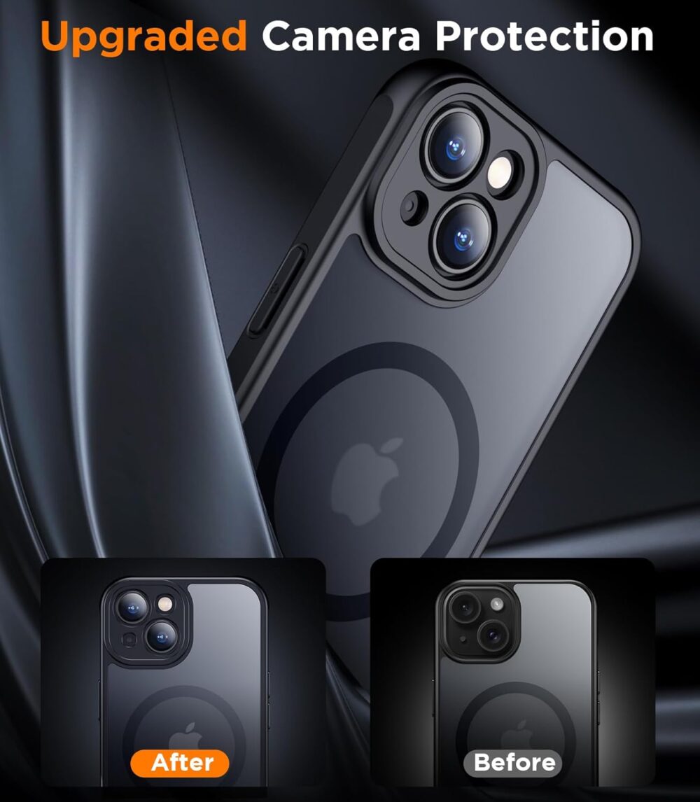 SPIDERCASE Designed for iPhone 15 Case, Magnetic with [2 Tempered Glass Screen Protector] [Full Camera Protection] Anti-Scratched Slim Phone Case for iPhone 15 6.1”, Black - Image 5