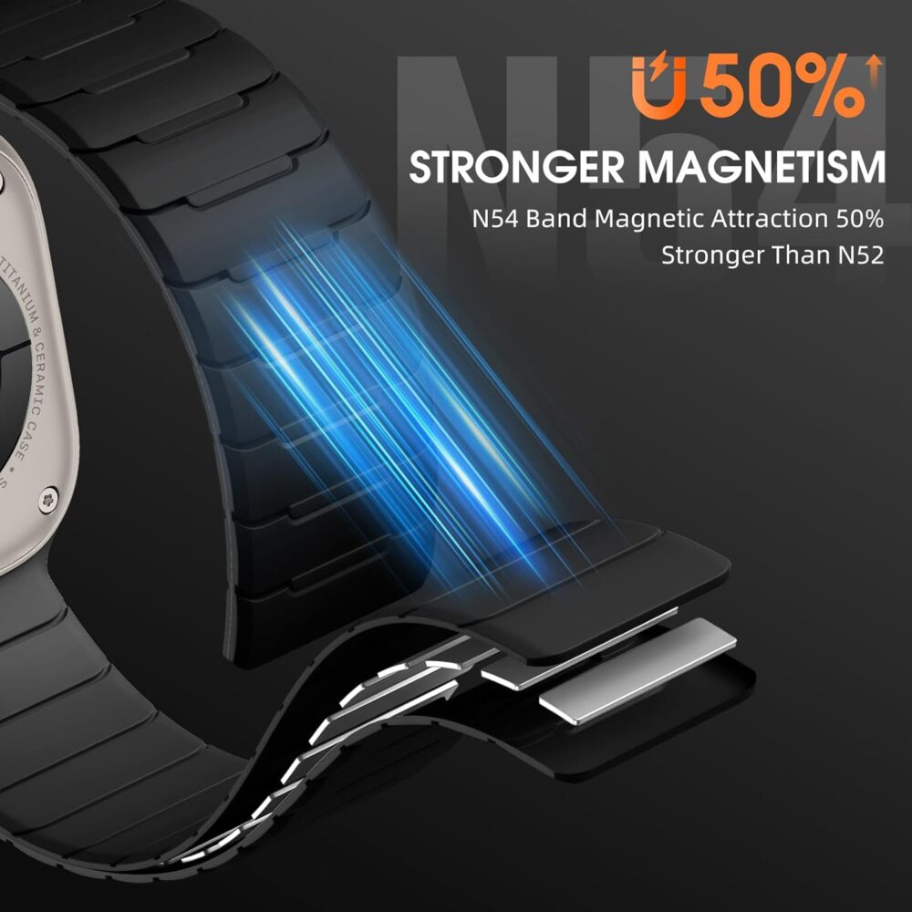 Easuny Sport Magnetic Band Compatible with Apple Watch Ultra 2/Ultra Band for Men 49mm 46mm 45mm 44mm 42mm, Silicone Waterproof Loop Strap for iWatch Series SE 10 9 8 7 6 5 4 3 2 1 - Image 3