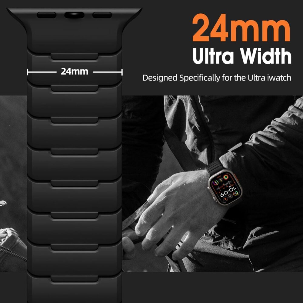 Easuny Sport Magnetic Band Compatible with Apple Watch Ultra 2/Ultra Band for Men 49mm 46mm 45mm 44mm 42mm, Silicone Waterproof Loop Strap for iWatch Series SE 10 9 8 7 6 5 4 3 2 1 - Image 4