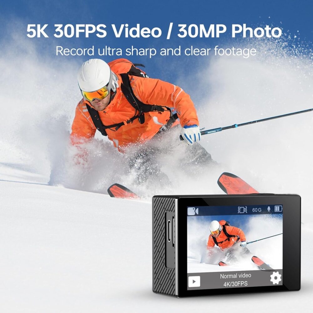 Speed 10 Action Camera 5K 30FPS Waterproof Camera Underwater 131 FT with EIS, Remote Control Sports Camera 5X Zoom with 64GB Card, 2x1350mAh Battery - Image 3
