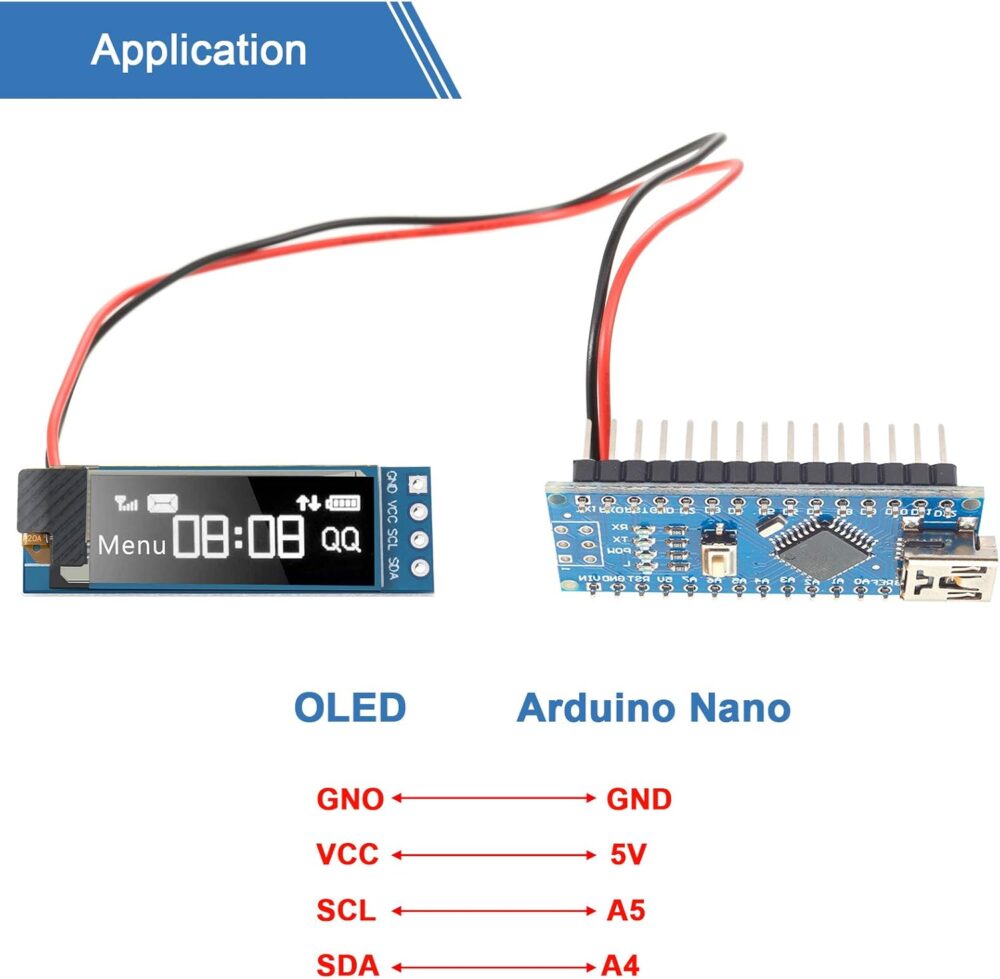Frienda 5 Pieces I2C Display Module 0.91 Inch I2C OLED Display Module I2C OLED Screen Driver DC 3.3V to 5V(White Display Color) - Image 5