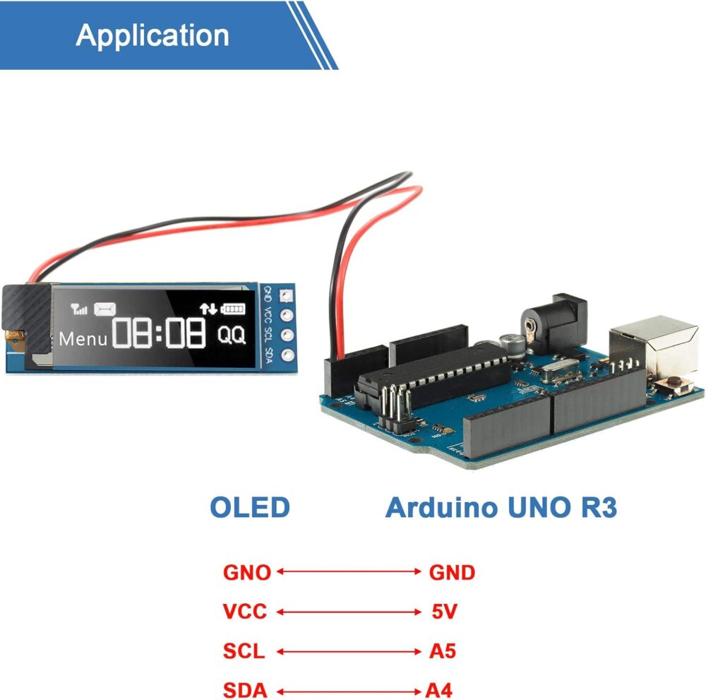 Frienda 5 Pieces I2C Display Module 0.91 Inch I2C OLED Display Module I2C OLED Screen Driver DC 3.3V to 5V(White Display Color) - Image 6