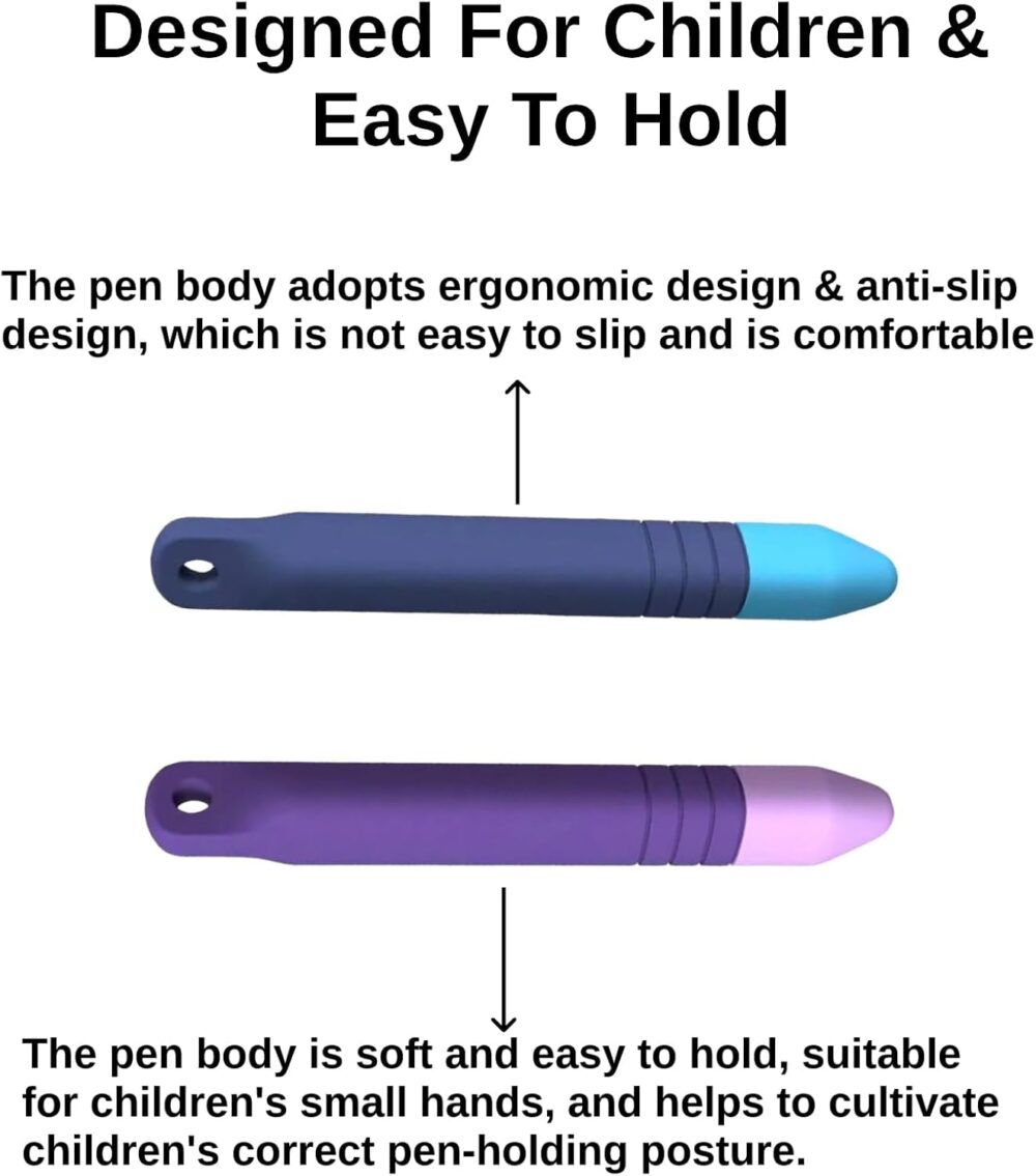 Stylus for Kids 2PCS, Universal Stylus Pens Compatible with Amazon Fire HD Tablet for Kids, Kindle, iPad/iPhone All Capacitive Touch Screens(Purple+Blue) - Image 4
