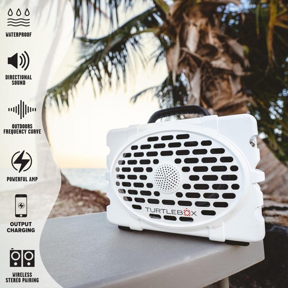 Turtlebox Gen 2: Loud! Outdoor Portable Bluetooth 5.0 Speaker | Rugged, IP67, Waterproof, Impact Resistant & Dustproof (Rich, Full Sound, Plays to 120db, Pair 2X for True L-R Stereo), White - Image 3