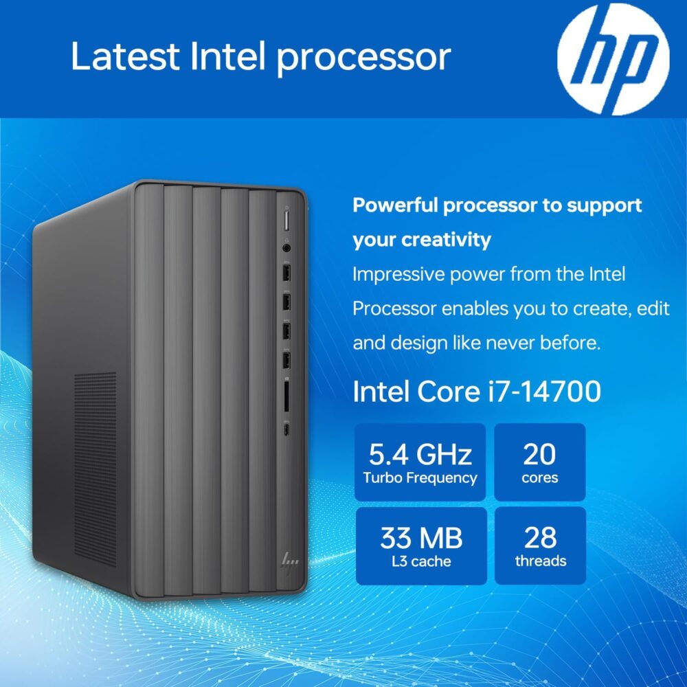 HP Envy Tower Desktop, Intel i7-14700 (20 Cores, 64GB RAM, 2TB SSD, Wi-Fi 6, Windows 11 Home, Black, with External 512GB SSD Bundle - Image 3