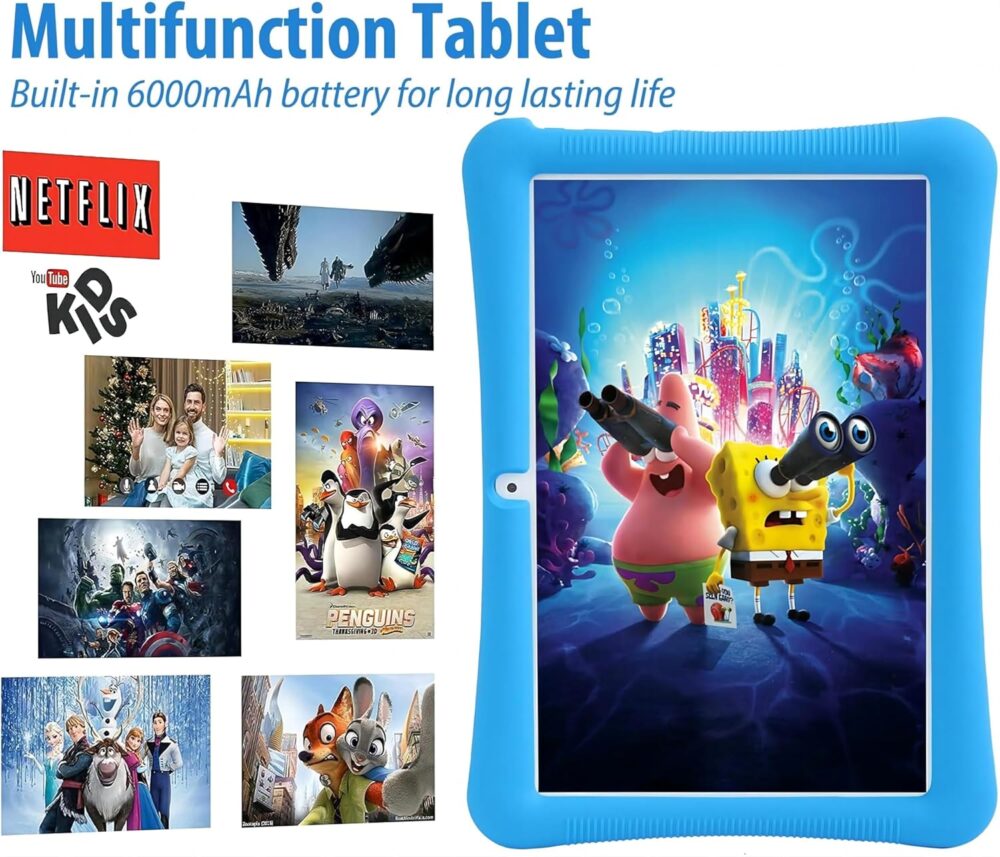 Kids Tablet, 10 inch Android 13 Tablet for Kids with Educational Games, (6+10) GB RAM 128GB ROM, Parental Control, HD IPS, GMS Certified, WiFi, EVA Shockproof Case(Blue) - Image 3
