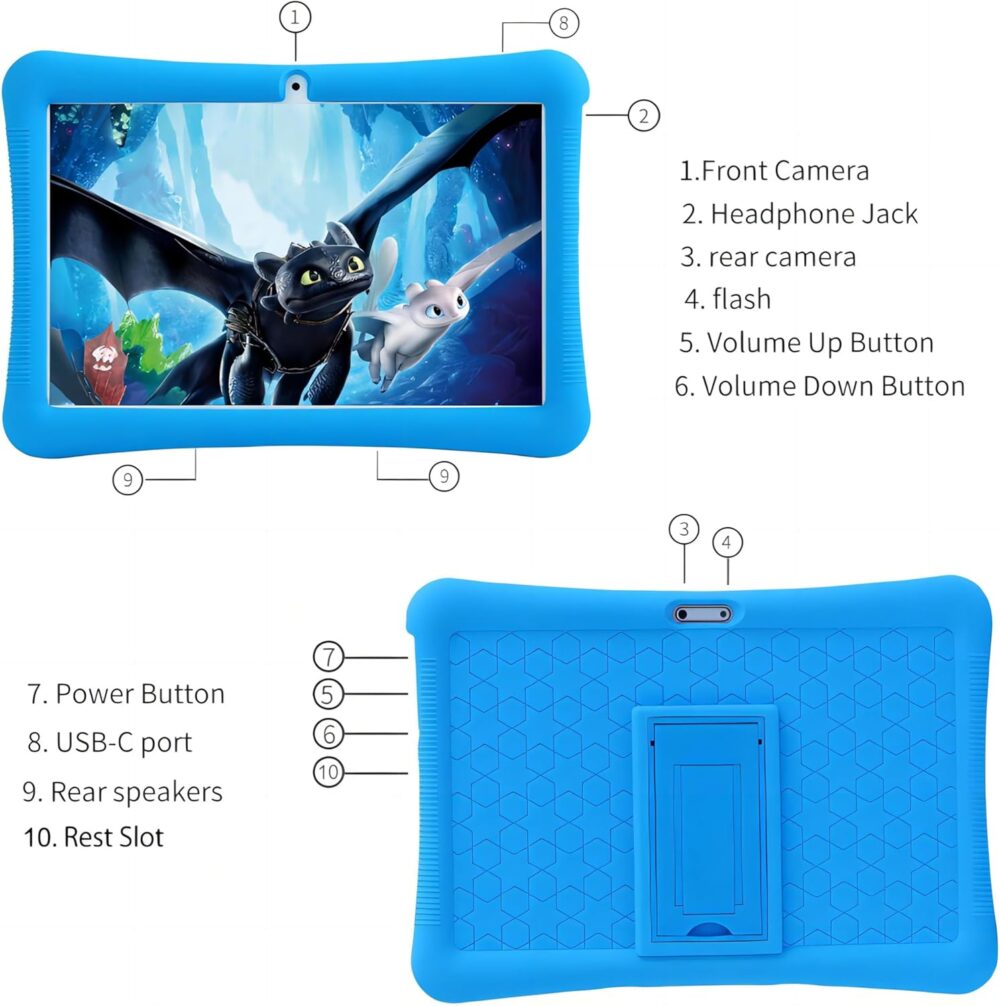 Kids Tablet, 10 inch Android 13 Tablet for Kids with Educational Games, (6+10) GB RAM 128GB ROM, Parental Control, HD IPS, GMS Certified, WiFi, EVA Shockproof Case(Blue) - Image 8