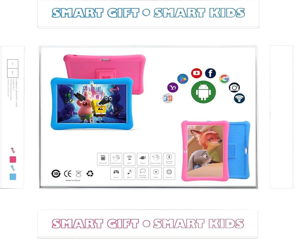 Kids Tablet, 10 inch Android 13 Tablet for Kids with Educational Games, (6+10) GB RAM 128GB ROM, Parental Control, HD IPS, GMS Certified, WiFi, EVA Shockproof Case(Blue) - Image 9