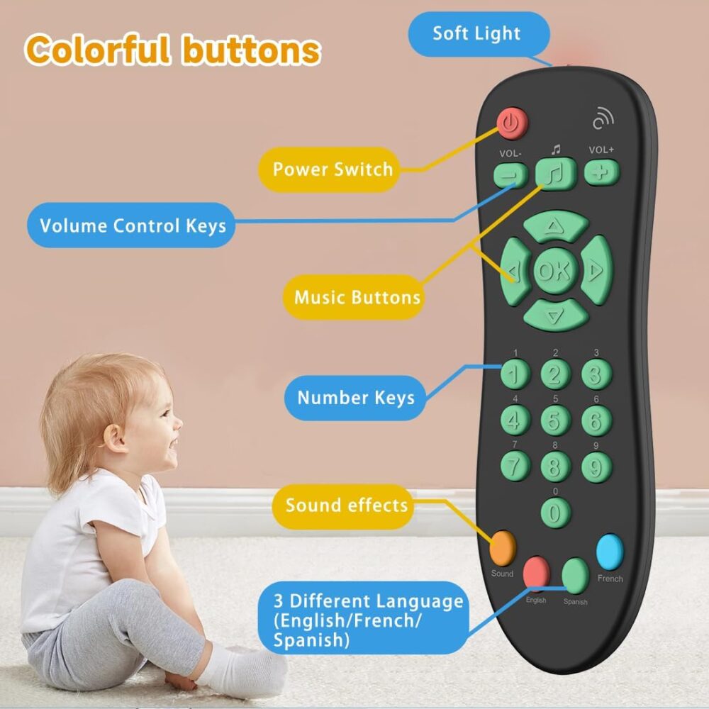 Baby TV Remote Control Toy with Light and Sounds, Kids Musical Early Education Learning Realistic Toddler Remote Toys for Preschool Infant Toddlers Boys Girls Child 6M+ - Image 3