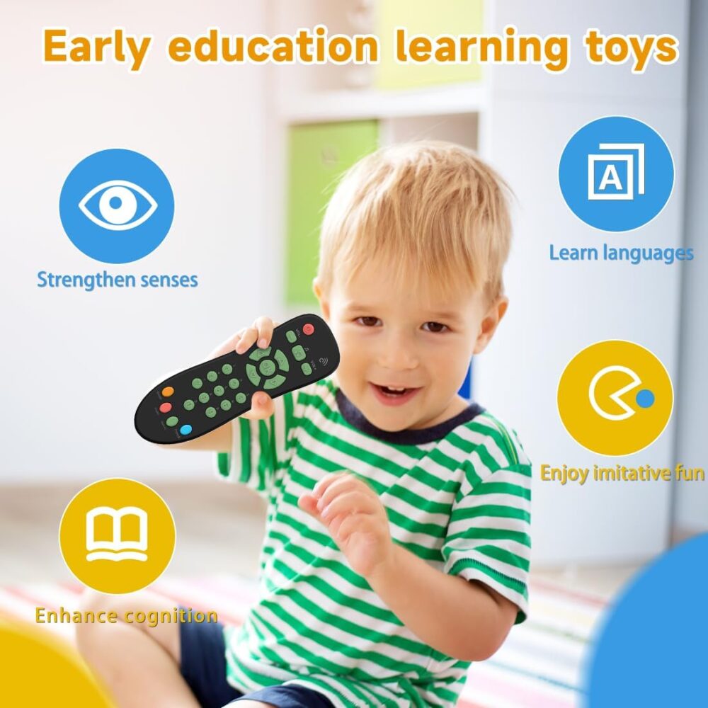 Baby TV Remote Control Toy with Light and Sounds, Kids Musical Early Education Learning Realistic Toddler Remote Toys for Preschool Infant Toddlers Boys Girls Child 6M+ - Image 6