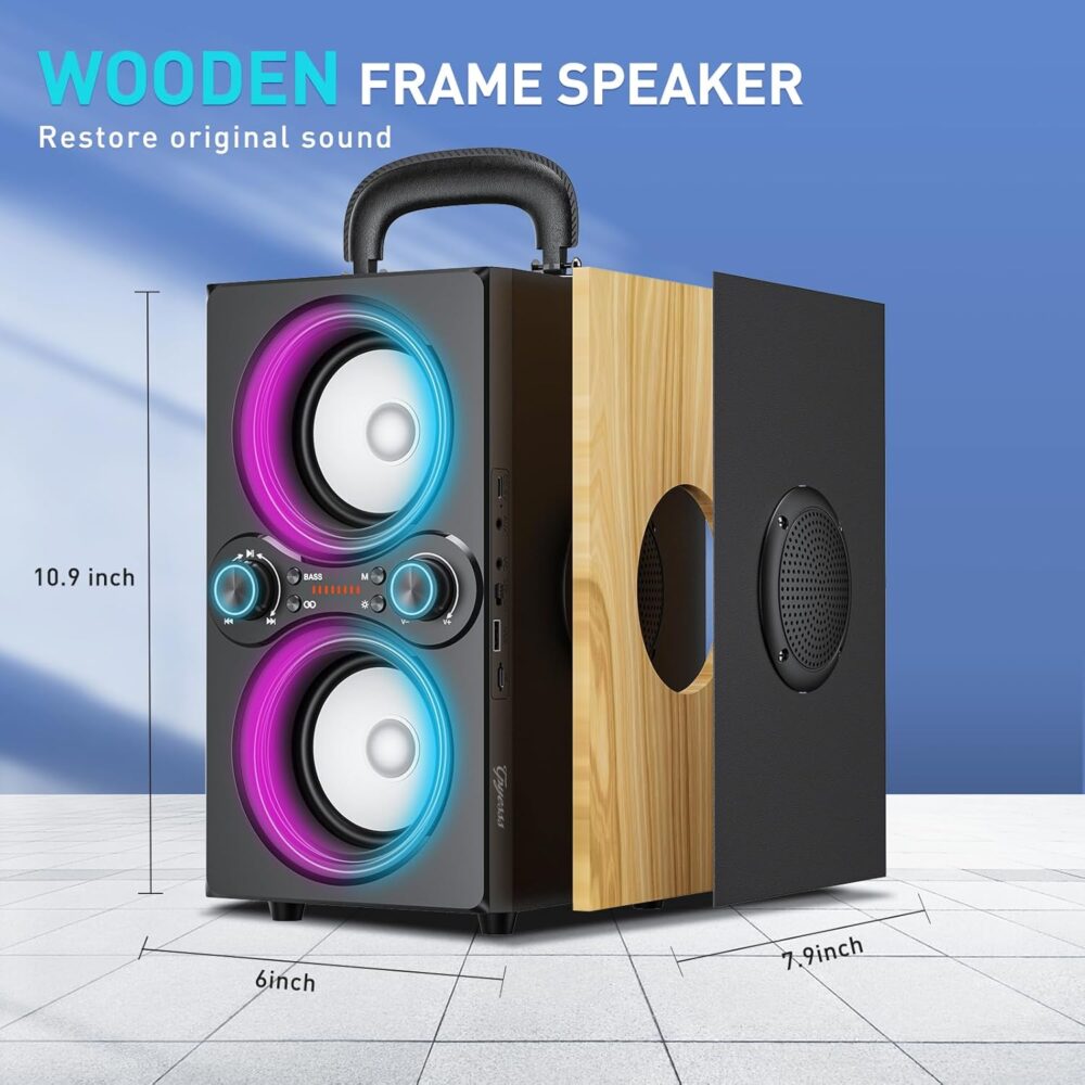 Bluetooth Speakers, 80W(Peak) Wireless TWS Portable Bluetooth Speaker, Beat-Driven Lights, 100dB Loud Stereo Speaker with BassUp, Speakers with Subwoofer for Outdoor, Party, Camping - Image 8