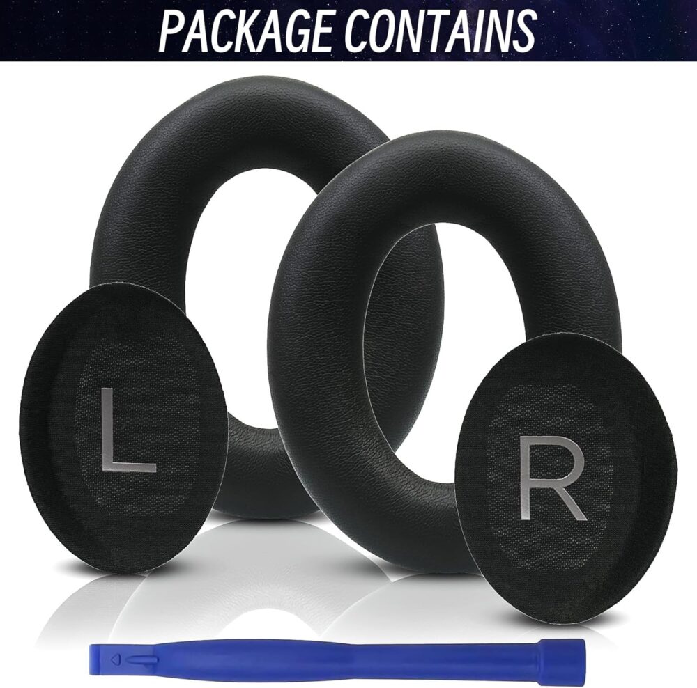 Replacement Ear Pads for Bose QuietComfort 45 (QC45) / QuietComfort SE (QC SE) / Quiet Comfort Wireless Over-Ear Headphones, Softer Protein Leather Earpads Cushions Kit (Black) - Image 7