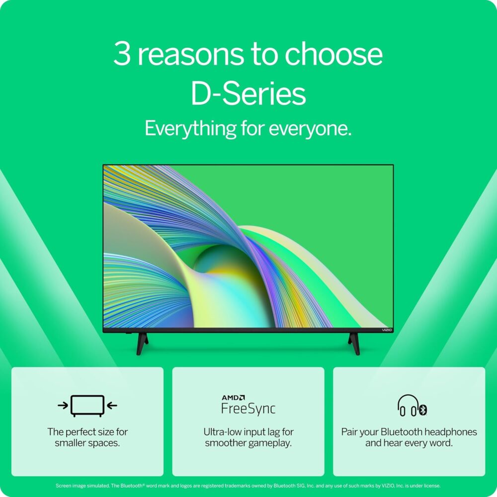VIZIO 24-inch D-Series FHD LED Smart TV w/Bluetooth Headphone Capable, AMD FreeSync & Alexa Compatibility, D24fM-K01, 2023 Model - Image 4