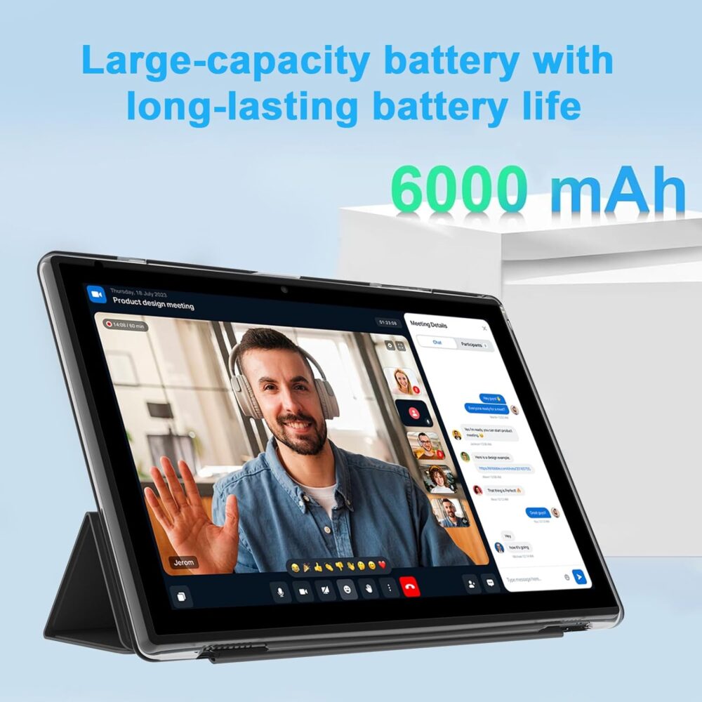 Android 15 Tablet 10 Inch, 18GB RAM+128GB ROM/2TB Expandable, 2 in 1 Tablets with Keyboard Case Mouse Stylus, 2.0GHz Quad-core Processor, 1280*800 IPS HD Screen, 5G WiFi 6 BT 5.0, 8MP Camera Tablet PC - Image 9