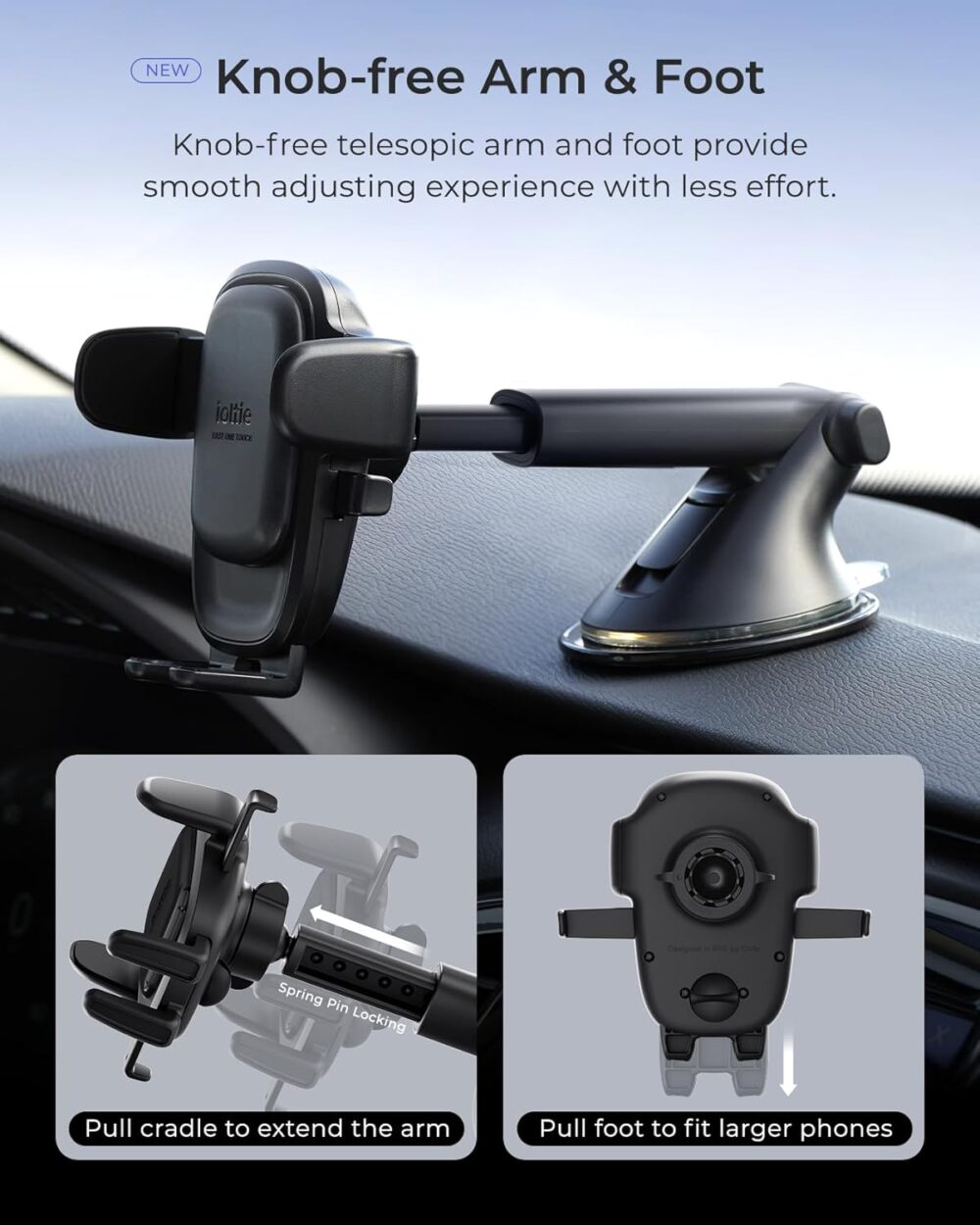iOttie Easy One Touch Advanced Universal Car Mount Dashboard & Windshield Suction Cup Phone Holder for iPhone Samsung, Google, All Smartphones - Image 6