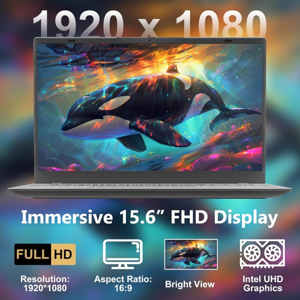 2025 Laptop Computer 15 15.6 Inch FHD 1080p, Windows 11 Pro, 8GB RAM, 256GB SSD, Dual-Core Intel Celeron(Up to 2.6GHz), Bluetooth, Numeric Keypad, Free MS Office for School College Students Business - Image 3