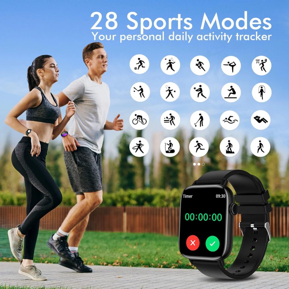 Smart Watch for Android iPhone, 1.9" Fitness Tracker with (Answer/Make Calls) IP 67 Waterproof Sport Digital Watches, Blood Pressure Heart Rate Monitor Step Counter Sleep Tracker - Image 4