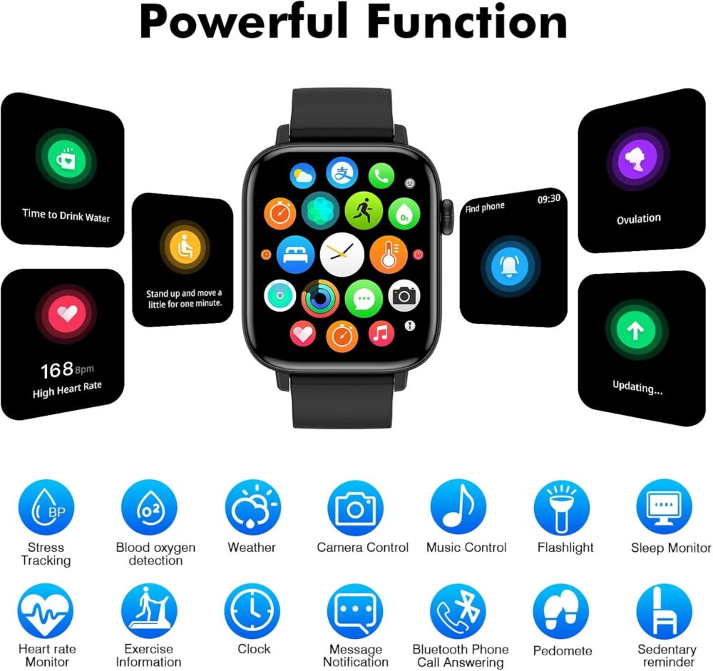 Smart Watch for Android iPhone, 1.9" Fitness Tracker with (Answer/Make Calls) IP 67 Waterproof Sport Digital Watches, Blood Pressure Heart Rate Monitor Step Counter Sleep Tracker - Image 5