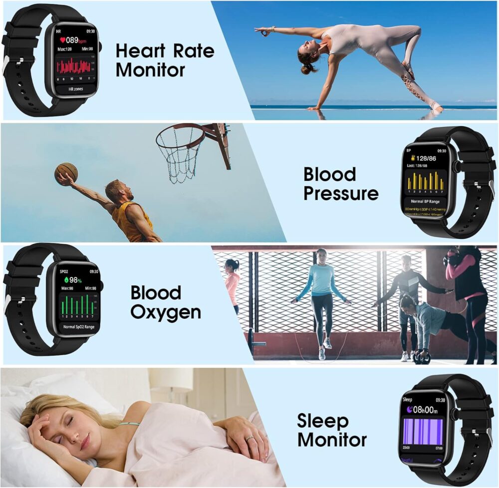 Smart Watch for Android iPhone, 1.9" Fitness Tracker with (Answer/Make Calls) IP 67 Waterproof Sport Digital Watches, Blood Pressure Heart Rate Monitor Step Counter Sleep Tracker - Image 6