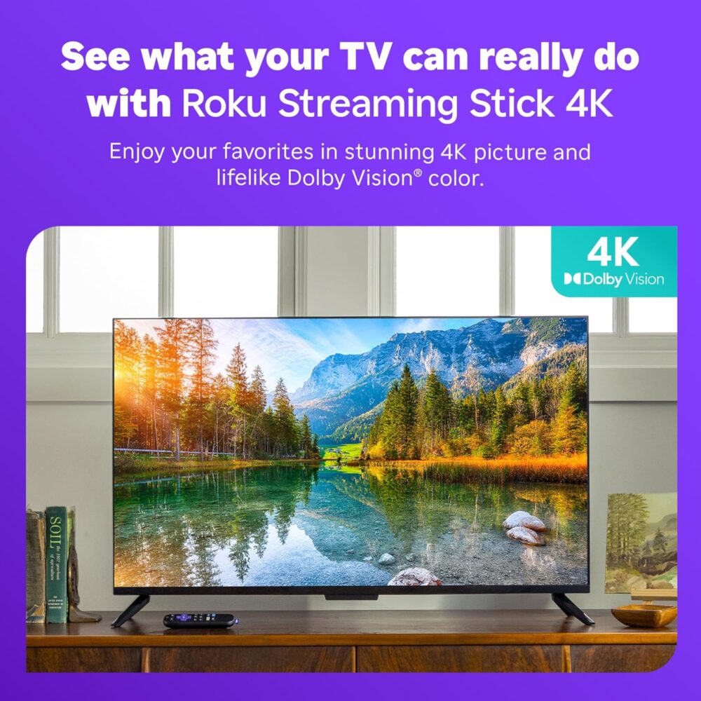Roku Streaming Stick 4K - HDR & Dolby Vision Roku Streaming Device for TV with Voice Remote & Long-Range Wi-Fi - Free & Live TV - Image 4