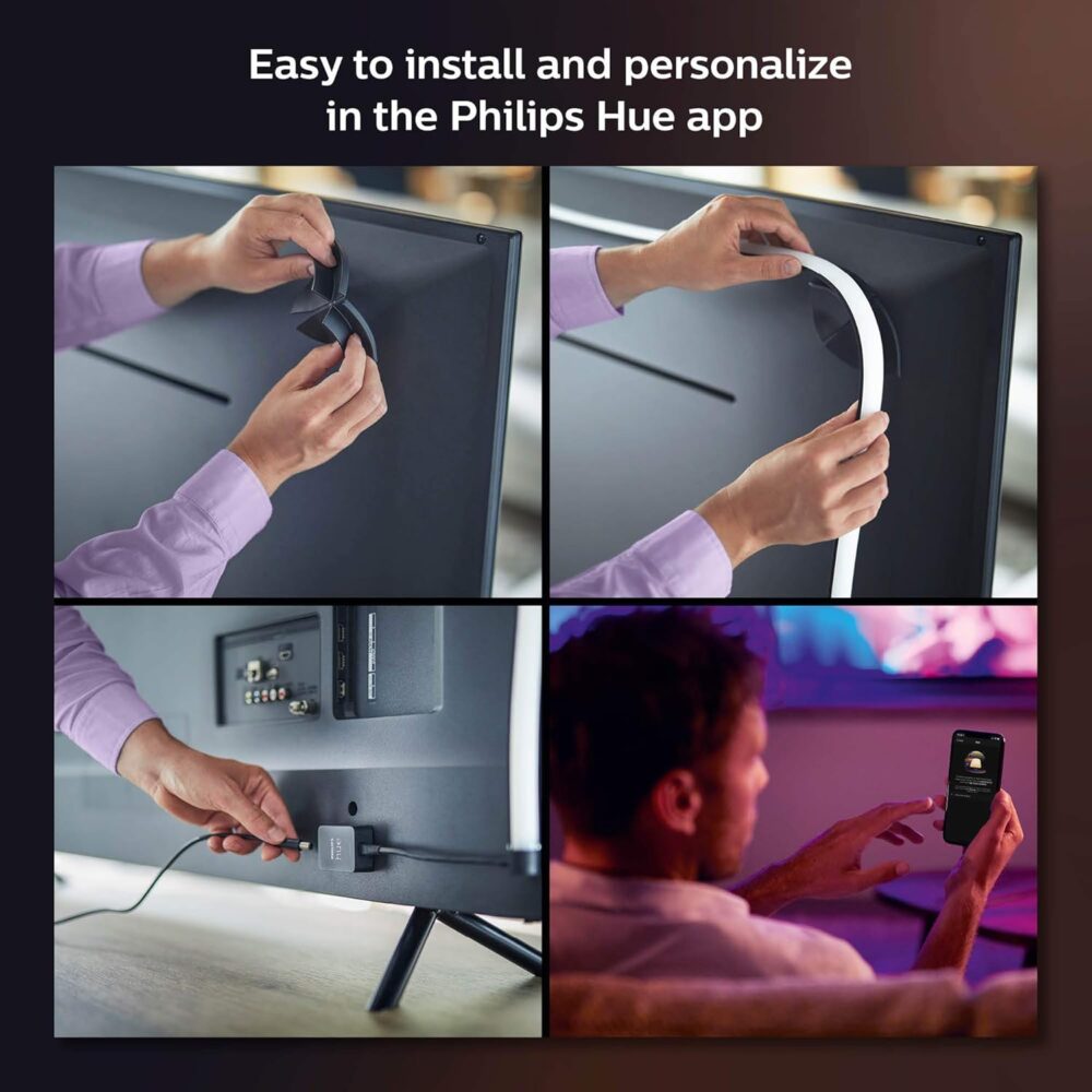 Philips Hue Play Gradient 55" Smart TV Light Strip - Flowing Multicolor LED Color-Changing TV BackLight - Sync with TV, Music, and Gaming - Requires Bridge and Sync Box - Control with App or Voice - Image 8