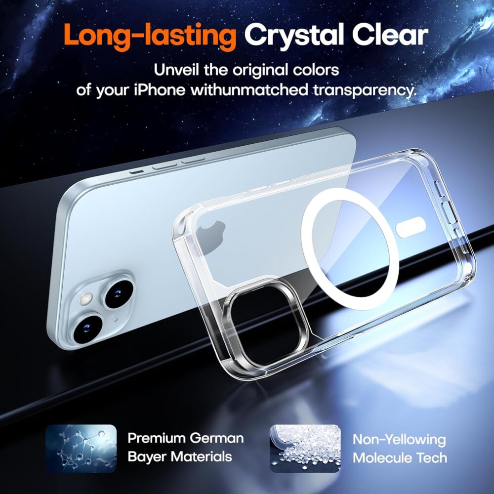 TAURI for iPhone 15 Case, [3 in 1] 1X Clear Case [Compatible with MagSafe] with 2X Screen Protector, [15 FT Military Grade Drop Protection] Shockproof Slim Phone Case for iPhone 15 - Image 6