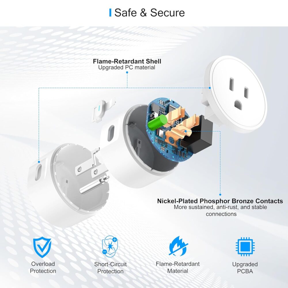 EIGHTREE Smart Plug, Smart Plugs That Work with Alexa and Google Home, Compatible with SmartThings, Smart Outlet with WiFi Remote Control and Timer Function, 2.4GHz Wi-Fi Only, 4 Packs - Image 6