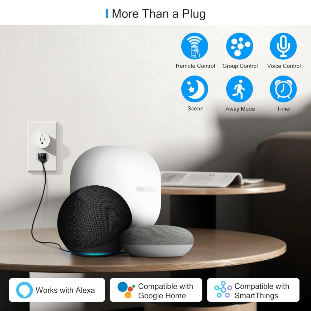 EIGHTREE Smart Plug, Smart Plugs That Work with Alexa and Google Home, Compatible with SmartThings, Smart Outlet with WiFi Remote Control and Timer Function, 2.4GHz Wi-Fi Only, 4 Packs - Image 7