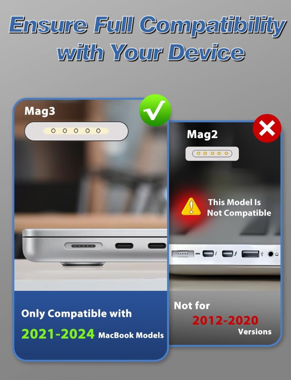 Charger for MacBook Air 13/15" (M1-M3, 2021-2025) & MacBook Pro 14" (M1-M4)70W Type C Power Adapter Includes 6.6FT C to Magnetic 3 Cable LED, Powerful Connection Between 20021-2025 (Original Quality) - Image 3