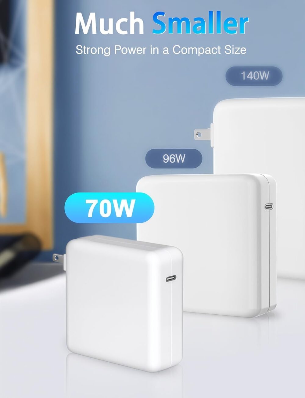 Charger for MacBook Air 13/15" (M1-M3, 2021-2025) & MacBook Pro 14" (M1-M4)70W Type C Power Adapter Includes 6.6FT C to Magnetic 3 Cable LED, Powerful Connection Between 20021-2025 (Original Quality) - Image 7