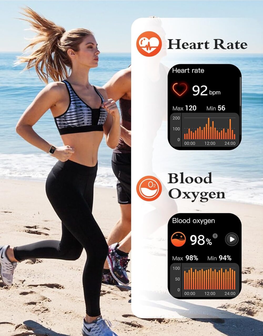 RUIMEN Smart Watches for Women Men (Answer/Make Calls, 2 Bands Included), 1.8" Smartwatch for iOS/Android Phones, Fitness Tracker Heart Rate/Sleep Monitor Digital Watch Waterproof Milky White - Image 5