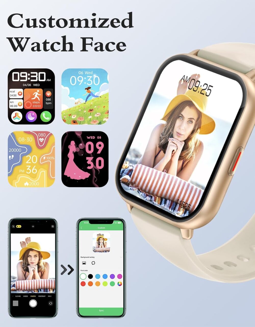 RUIMEN Smart Watches for Women Men (Answer/Make Calls, 2 Bands Included), 1.8" Smartwatch for iOS/Android Phones, Fitness Tracker Heart Rate/Sleep Monitor Digital Watch Waterproof Milky White - Image 6