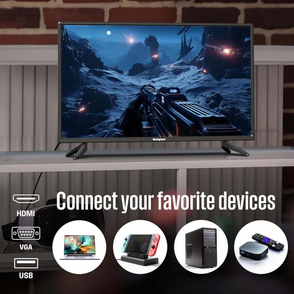 Westinghouse 24 Inch TV, 720p HD LED Small Flat Screen Non-Smart Television with HDMI, USB, VGA, & V-Chip Parental Controls, Monitor for Home, Kitchen, RV Camper, or Office - Image 6