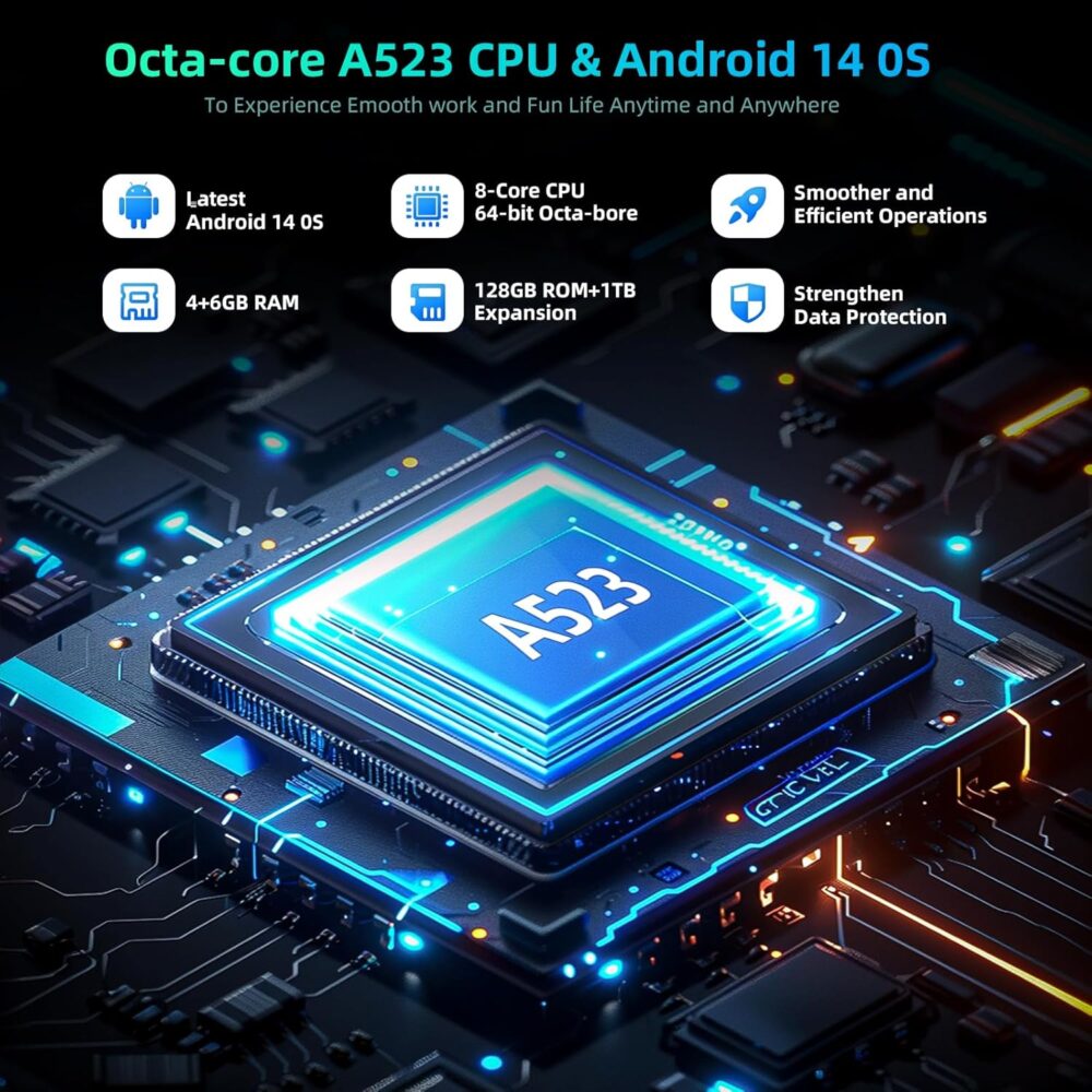 Tablet 10 inch Android 14 Tablets, Octa Core 1280 * 800 IPS HD Display Android Tablet, 10GB RAM+128GB ROM(Expand to 1TB), Unisoc A523 CPU, 5G/2.4G WiFi, 5MP+8MP Camera - Image 4