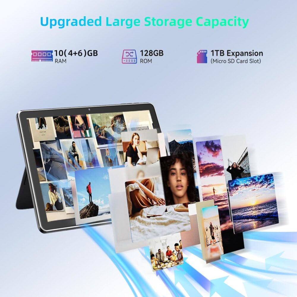 Tablet 10 inch Android 14 Tablets, Octa Core 1280 * 800 IPS HD Display Android Tablet, 10GB RAM+128GB ROM(Expand to 1TB), Unisoc A523 CPU, 5G/2.4G WiFi, 5MP+8MP Camera - Image 7