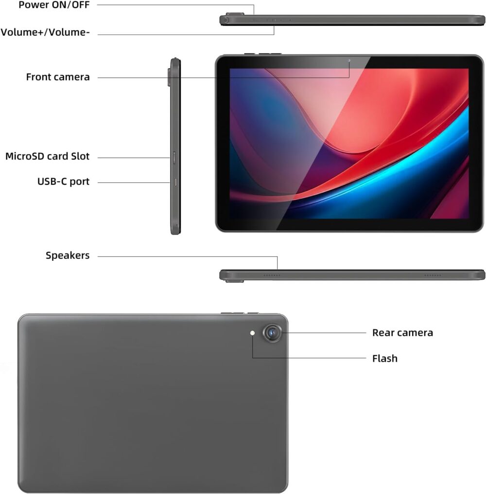 Tablet 10 inch Android 14 Tablets, Octa Core 1280 * 800 IPS HD Display Android Tablet, 10GB RAM+128GB ROM(Expand to 1TB), Unisoc A523 CPU, 5G/2.4G WiFi, 5MP+8MP Camera - Image 8